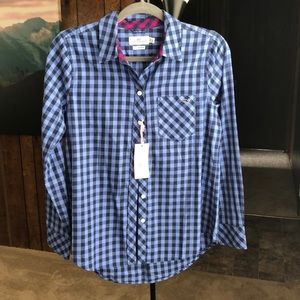 Plaid periwinkle button down